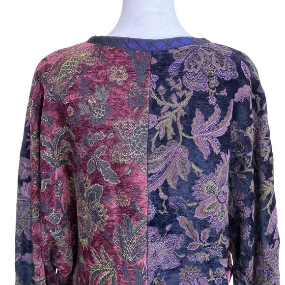 Mary Lynn O'Shea Sz M Art To Wear Handmade Floral Woven Tapestry Jacket Blazer - Picture 6 of 16